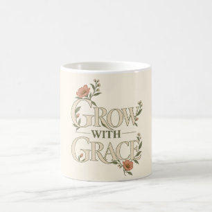 Mug Grandir avec grâce - Élégante typographie botaniqu