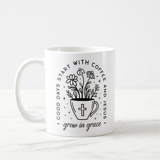 Mug Grandir dans le café de grâce et les citations de  (Gauche)