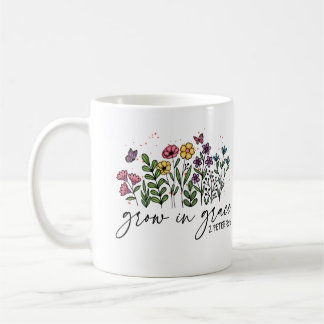 Mug Grandir en grâce - 2e Pierre 3:18 Floral Christian