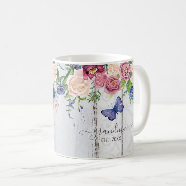 Mug Grandma a établi le bois rustique floral de Bourgo (Devant droit)