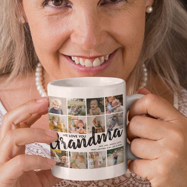 Mug GRANDMA, Collage de photos, Noms et Citation Cadea (Créateur téléchargé)