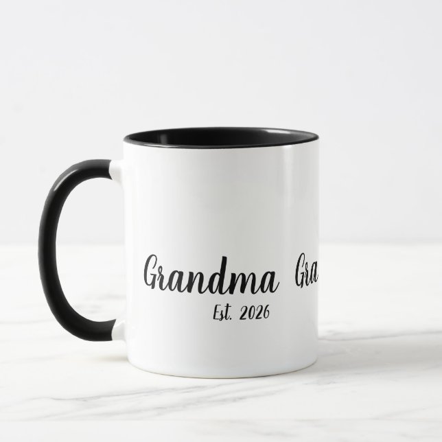 Mug Grandma Established New Grandmother Gift (Gauche)