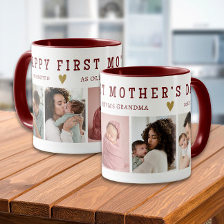 Mug Grandma Happy 1st Mothers Day 5 Photo Maroon