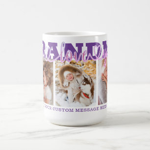 Mug GRANDMA I Love You 3 Photos Purple Pink