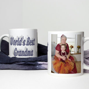 Mug Grandma photo typographie grise