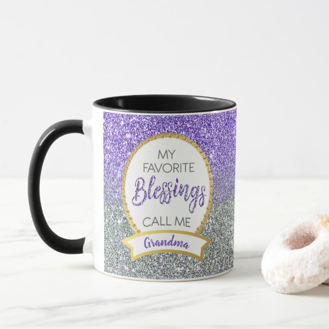 Mug Grandma Purple Silver Favoris Blessings Parties sc (Avec donut)