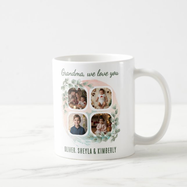Mug Grandma we love you 6 Photo Collage Eucalyptus (Droite)