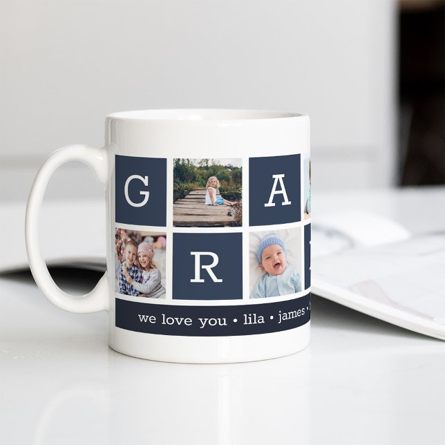 Mug Grandpa Photo Collage & Grandchildren Noms (Créateur téléchargé)