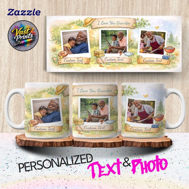 Mug Grandpa's Favorite Activities Custom Text Photo (Grandpa's Favorite Activities Custom Text Photo Coffee Mug)