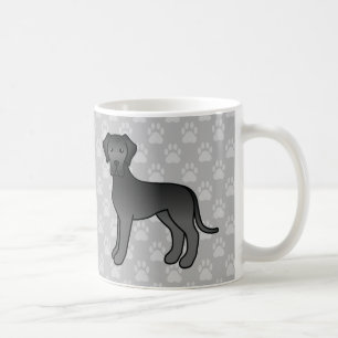 Mug Grands Danois de dessin animé noir sur gris