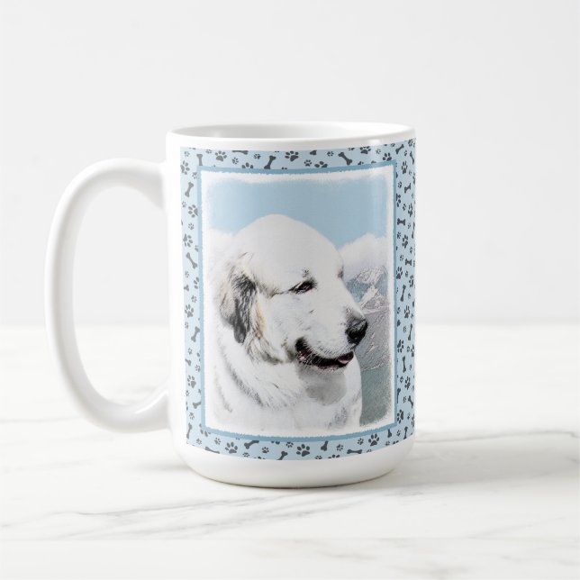 Mug Grands Pyrénées peignant - art original de chien (Gauche)
