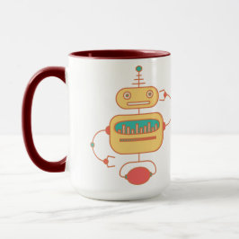Mug Graphique de l'espace robotique jaune rétro