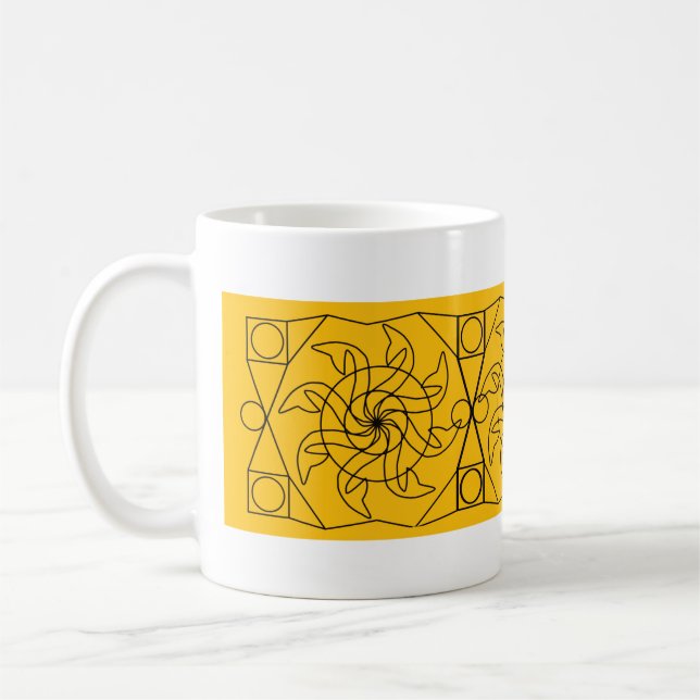 Mug - Graphique de roue à eau sur orange (Gauche)