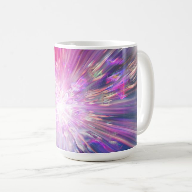 Mug Graphique énergétique abstrait rose et bleu néon (Devant droit)