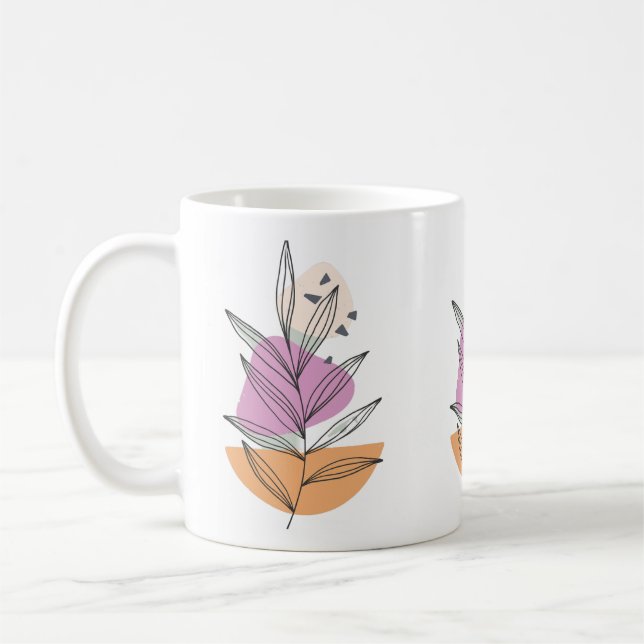 Mug Graphique feuille moderne avec arrière - plan blan (Gauche)