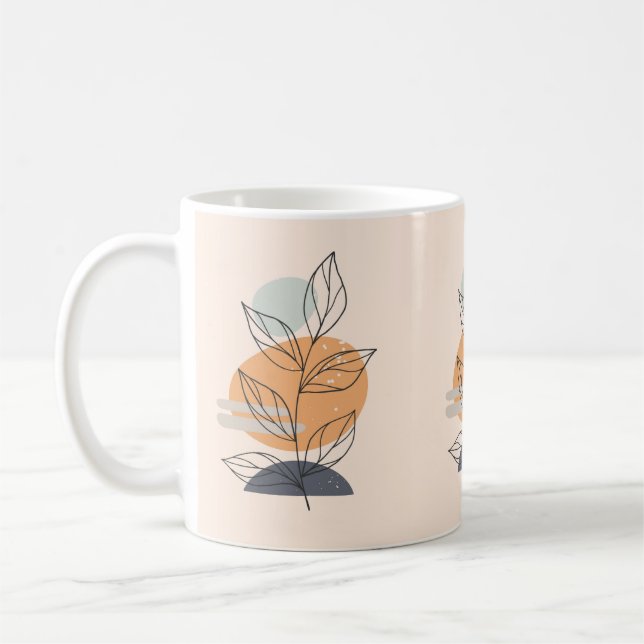 Mug Graphique feuille moderne avec arrière - plan pêch (Gauche)