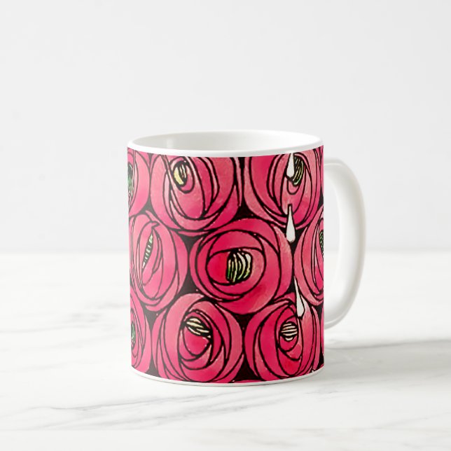 Mug Graphique rose Art Nouveau Rennie Macintosh (Devant droit)