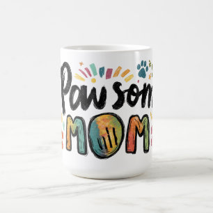 Mug Graphique Whimsical "Pawsome MOM" avec pattes colo