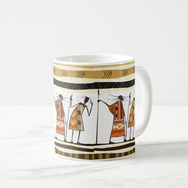 Mug Graphisme africain, chasseurs tribaux (Devant droit)