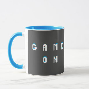 Mug Graphisme de texte en style pixel rétro « Game on 