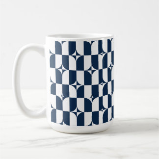 Mug Gras Bleu et blanc Mid-Century moderne géométrique