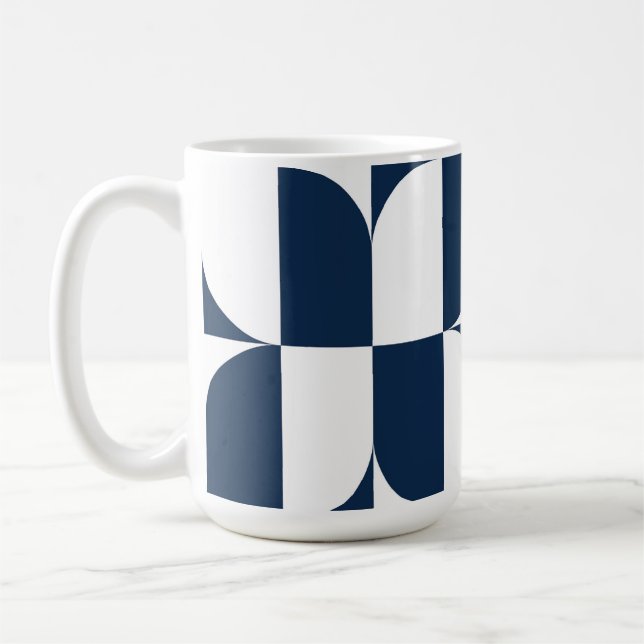 Mug Gras Bleu et blanc Mid-Century moderne géométrique (Gauche)