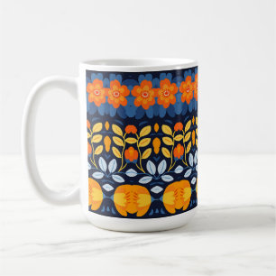 Mug Gras Retro Floral Illustration en orange