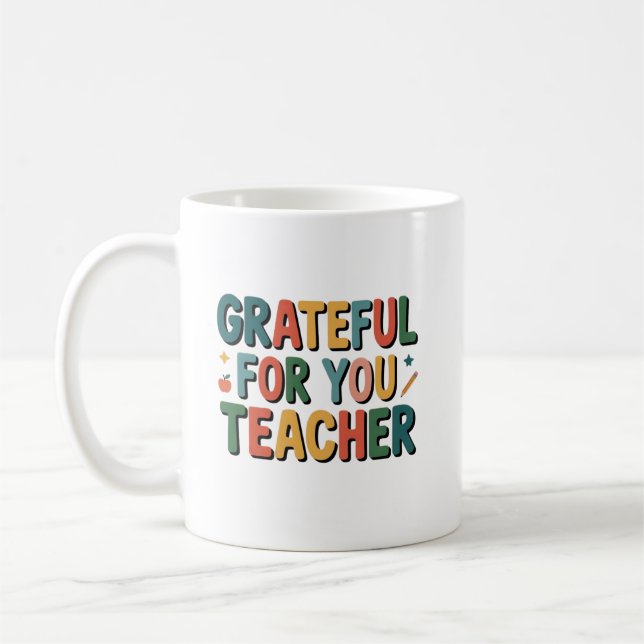 Mug Grateful for You Teacher Personalized Name (Gauche)