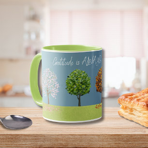 Mug Gratitude à travers les arbres des quatre saisons
