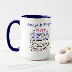 Mug Gratitude Cute Nurse Blues Typographie PERSONNALIS