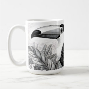 Mug Gravure de feuillage de jungle de toucans
