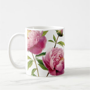 Mug Gravure de pivoines roses illustrées à la main