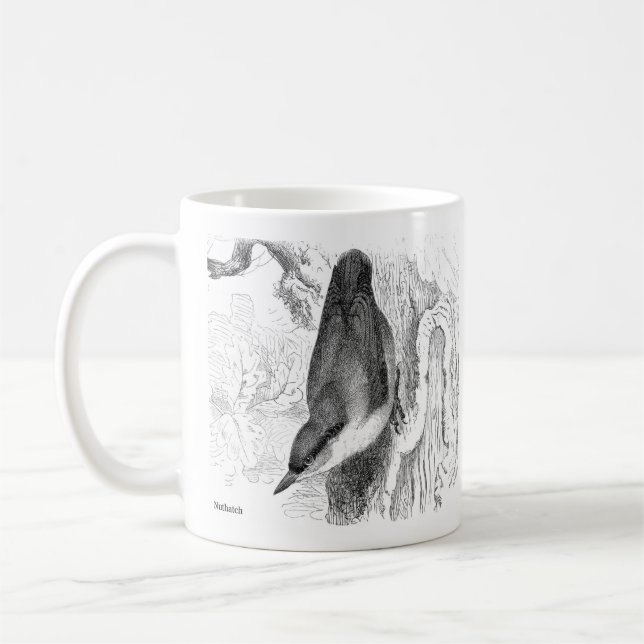 Mug Gravures d'oiseaux - un Nuthatch & Treecreeper (Gauche)