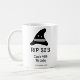 Mug Gray black RIP 30's 40th birthday witch hat hallow