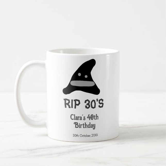 Mug Gray black RIP 30's 40th birthday witch hat hallow (Gauche)