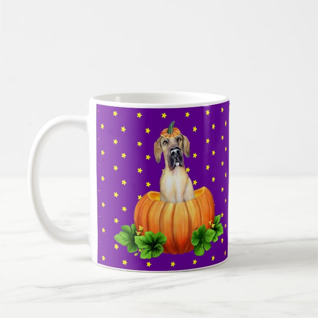 Mug Great Dane Halloween Mantle/Fawn Stars personnalis (Gauche)