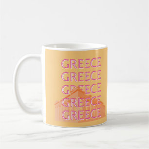 Mug Grèce Travel Art, Summer Travel Art, Orange
