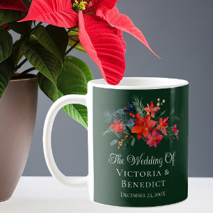 Mug Green Christmas Poinsettia Floral Mariage Keepsaké