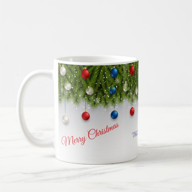 Mug Green Floral Christmas Wreat Elegant Holiday (Gauche)