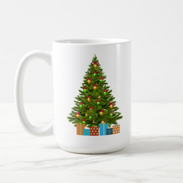 Mug Green, Gold, and Gifts with Green Tree (Gauche)