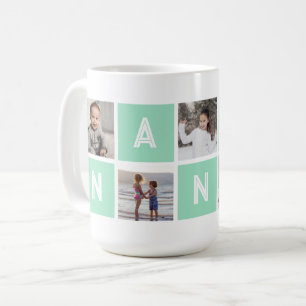 Mug Green Grandmother 5 Photo Collage Nana