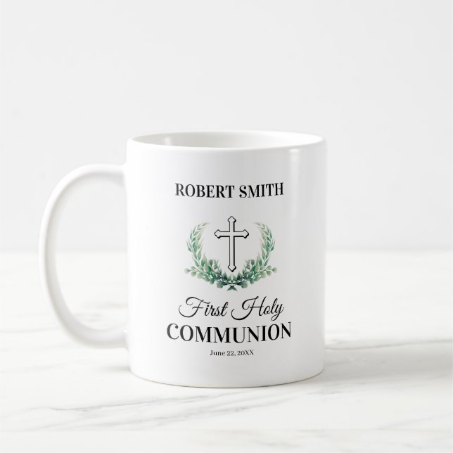 Mug Green leaf first communion  (Gauche)