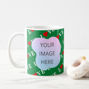 Mug Green LOVE Heart Retro Élégant