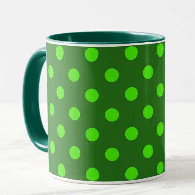 Mug Green On Dark Green Polka Dots Pattern Design  (Créateur téléchargé)
