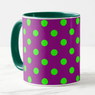Mug Green On Purple Pois Design Motif