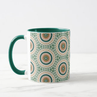 Mug Green Orange And Blue Boho Chic Circle Pattern