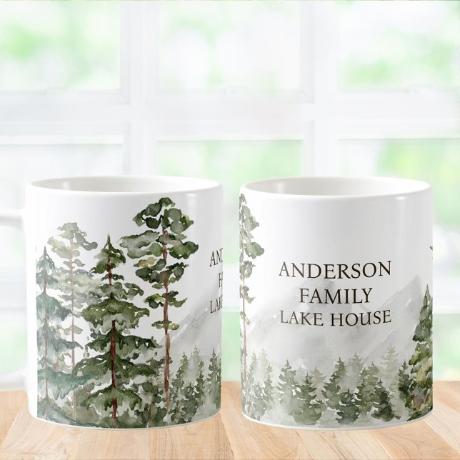 Mug Green Pine Forest Family Lake House Cabine (In situ)