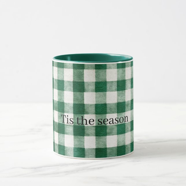Mug Green Plaid Stripes Christmas (Centre)