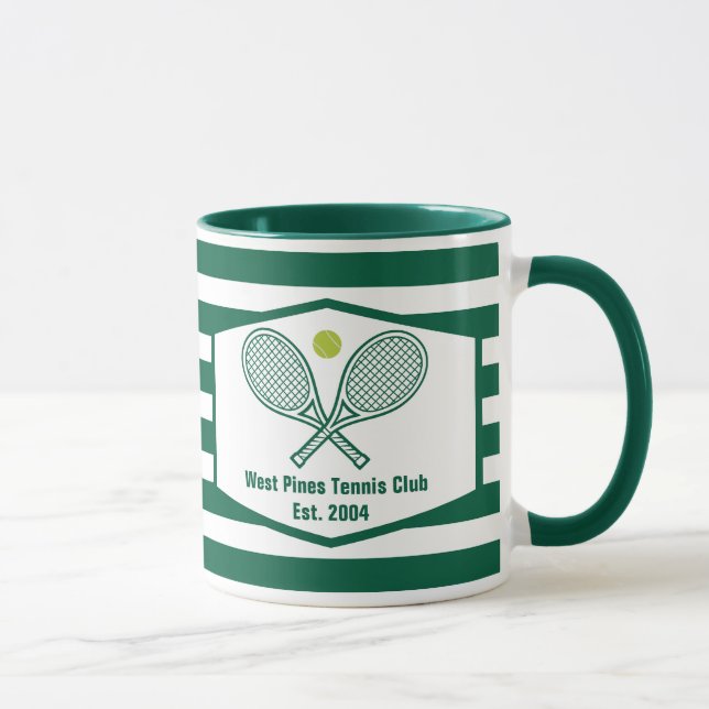 Mug Green Stried Tennis Club de Country Personnalisé (Droite)