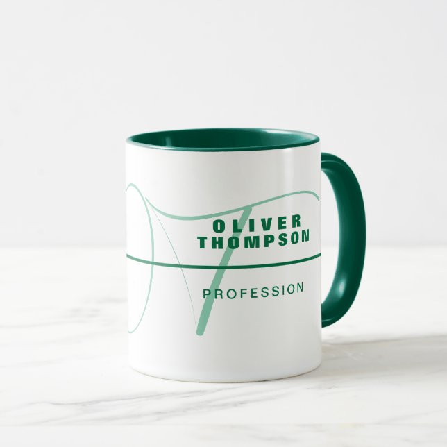 Mug Green Stylish Profession avec nom (Devant droit)